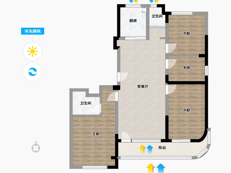 浙江省-台州市-湖畔嘉苑-106.81-户型库-采光通风