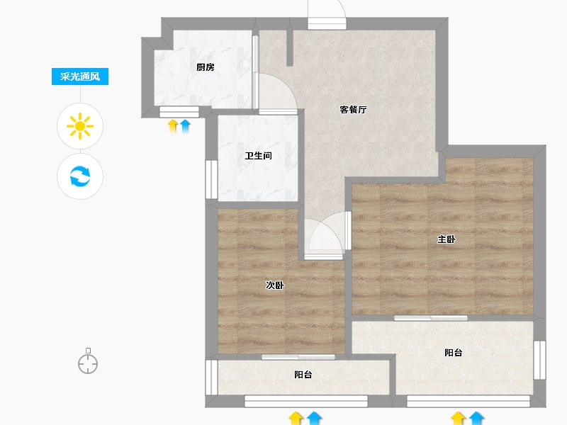 浙江省-杭州市-西穆坞玉屏居-46.00-户型库-采光通风