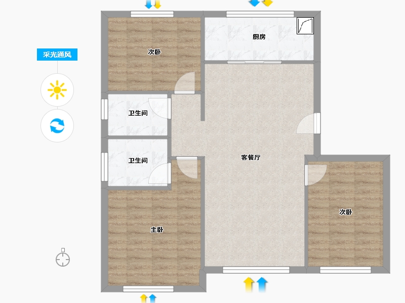 辽宁省-沈阳市-中金泓府-123.00-户型库-采光通风