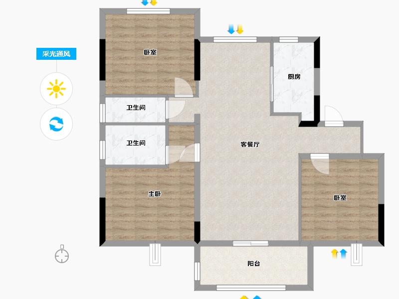 安徽省-宣城市-碧城华府-100.00-户型库-采光通风