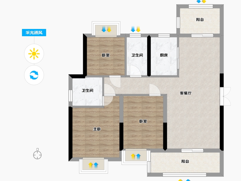 江西省-赣州市-东方君庭-87.00-户型库-采光通风