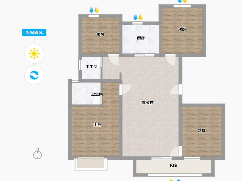 天津-天津市-津门正荣府-106.00-户型库-采光通风