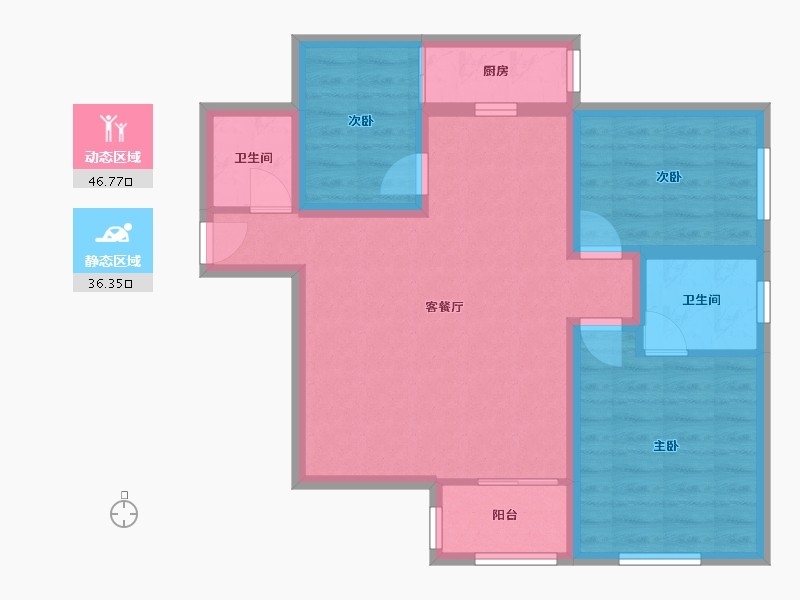 黑龙江省-鹤岗市-湖滨花园(南山)-73.50-户型库-动静分区