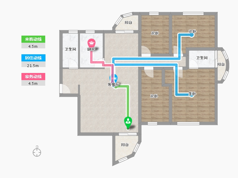 黑龙江省-鹤岗市-湖滨花园(南山)-104.78-户型库-动静线