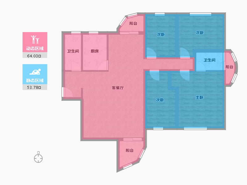 黑龙江省-鹤岗市-湖滨花园(南山)-104.78-户型库-动静分区