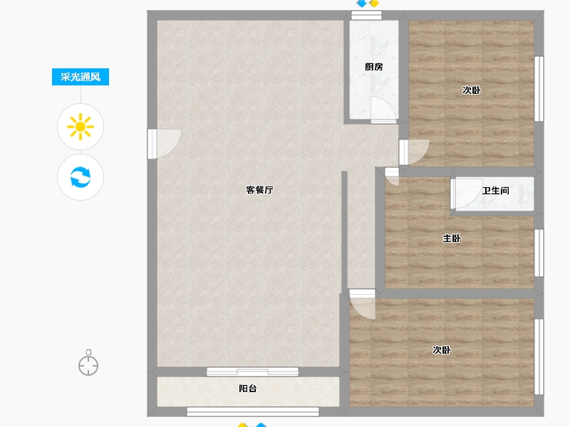 黑龙江省-鹤岗市-荔园水湾小区-95.13-户型库-采光通风