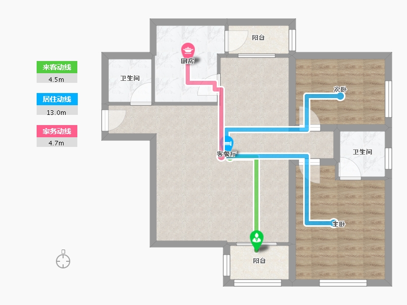 黑龙江省-鹤岗市-湖滨花园(南山)-74.06-户型库-动静线