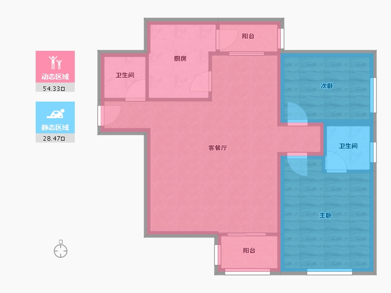 黑龙江省-鹤岗市-湖滨花园(南山)-74.06-户型库-动静分区