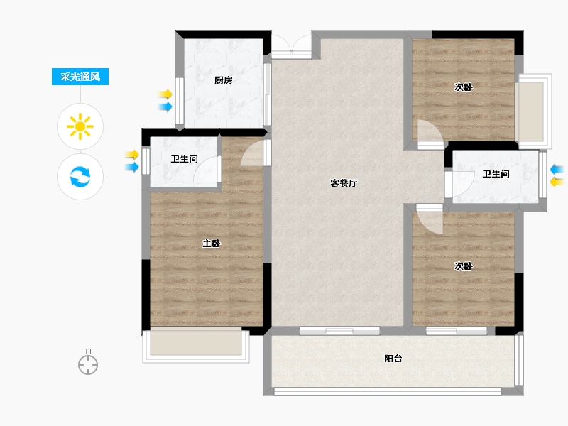 湖南省-邵阳市-锦绣华府-104.00-户型库-采光通风