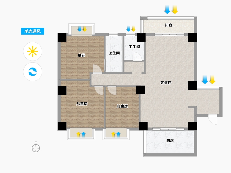 福建省-厦门市-天玺华庭-108.00-户型库-采光通风