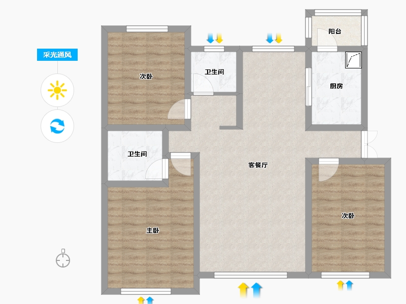 黑龙江省-七台河市-鑫成·金水湾-94.00-户型库-采光通风