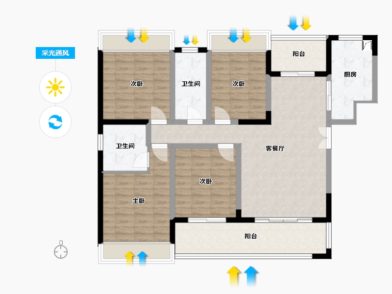 贵州省-遵义市-东欣彩虹城-120.00-户型库-采光通风