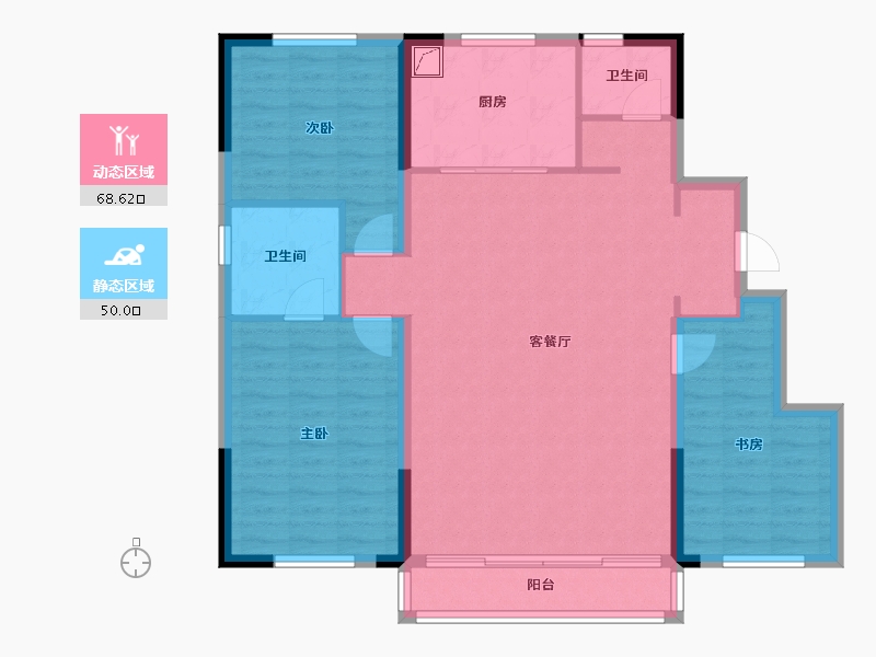 内蒙古自治区-赤峰市-学府世家-118.00-户型库-动静分区