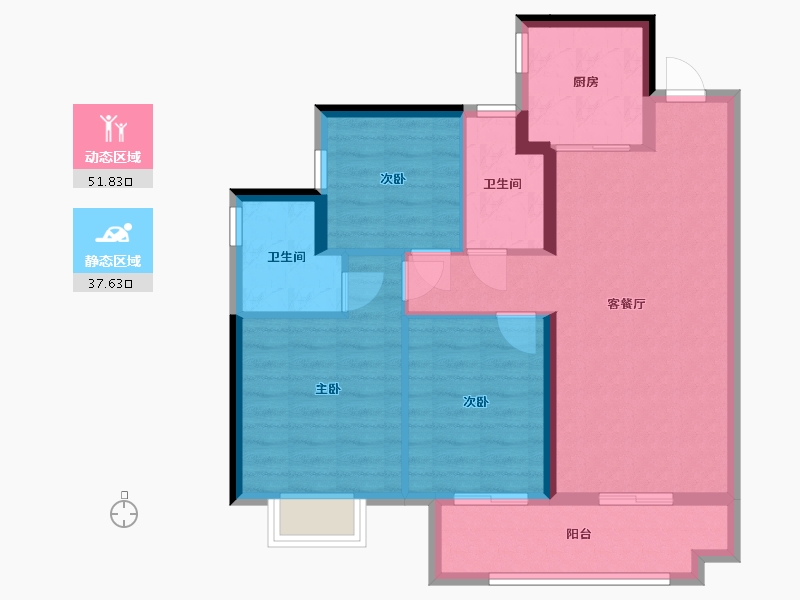 广东省-佛山市-保利玥府-85.17-户型库-动静分区