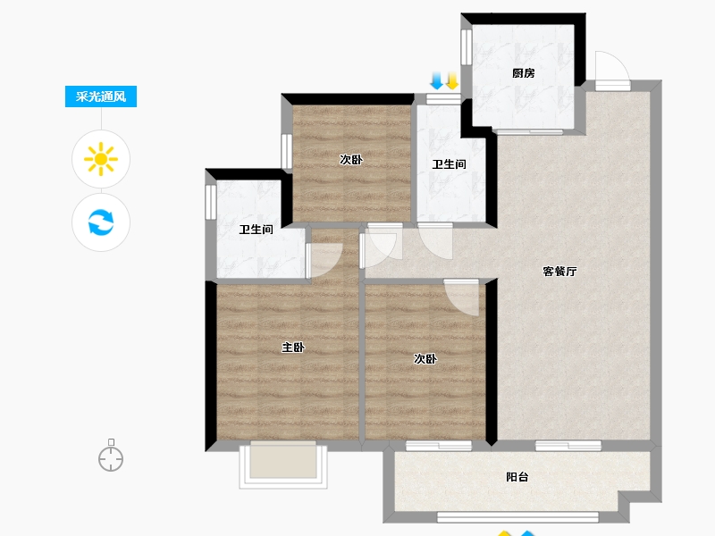 广东省-佛山市-保利玥府-85.17-户型库-采光通风