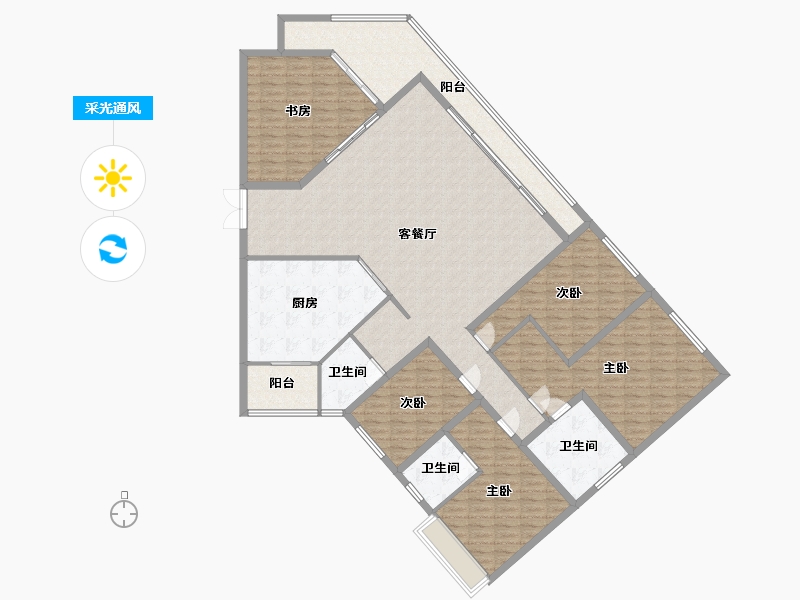 云南省-大理白族自治州-万花小区-217.00-户型库-采光通风