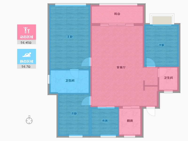 浙江省-宁波市-万科·东潮之滨-146.00-户型库-动静分区