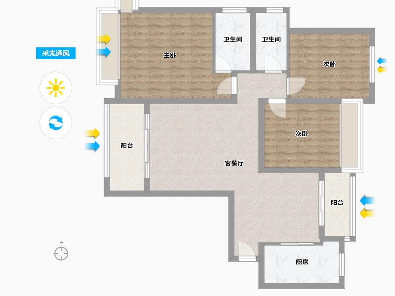 河南省-信阳市-恒大名都-100.00-户型库-采光通风