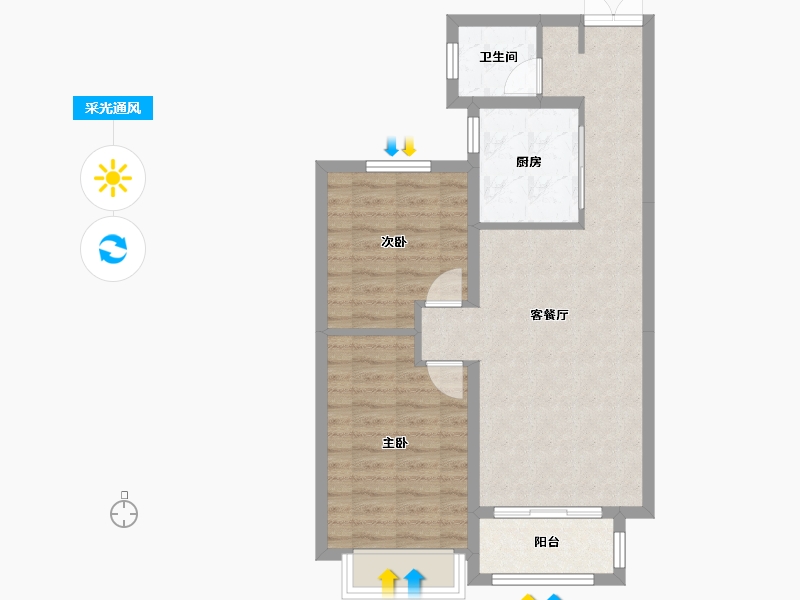 陕西省-西安市-西港碧水湾-70.00-户型库-采光通风