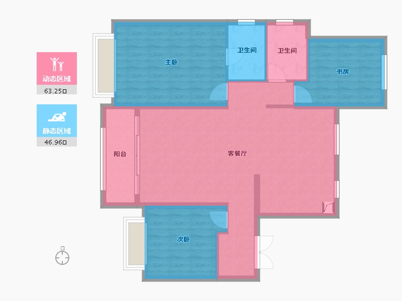 黑龙江省-哈尔滨市-中海·天誉-110.00-户型库-动静分区