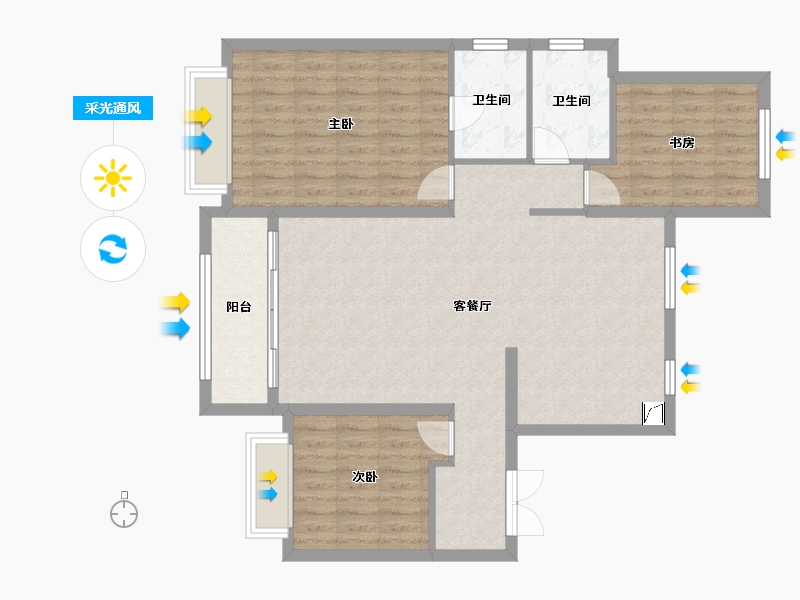 黑龙江省-哈尔滨市-中海·天誉-110.00-户型库-采光通风