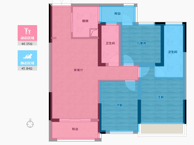 浙江省-丽水市-晶茂云锦2-1-702-90.00-户型库-动静分区