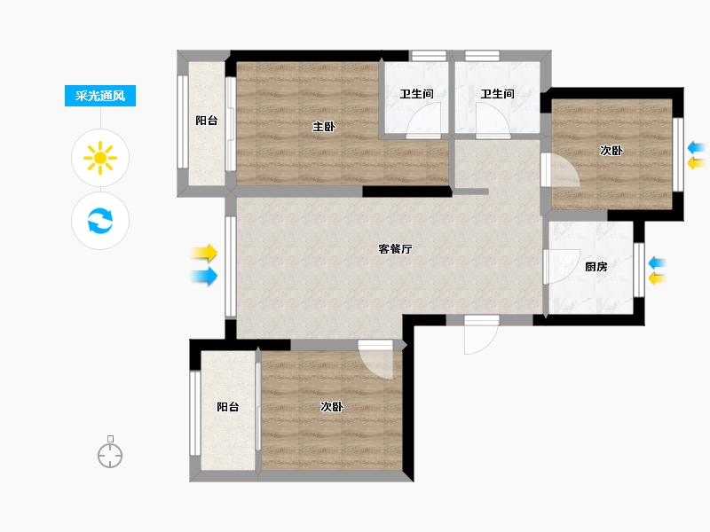 山东省-青岛市-龙湖·学樘府-78.00-户型库-采光通风