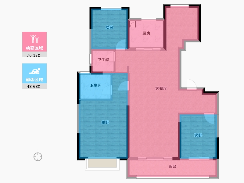 陕西省-西安市-朗诗湖屿栖-122.00-户型库-动静分区