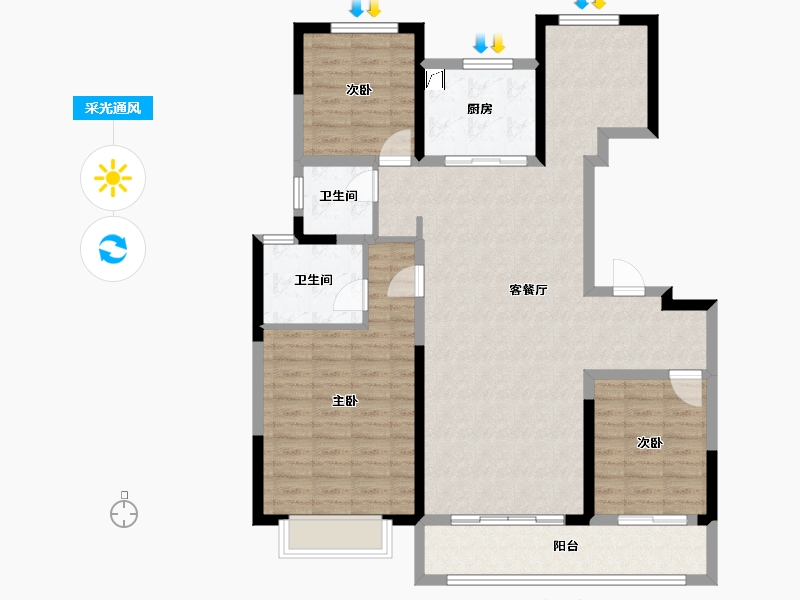 陕西省-西安市-朗诗湖屿栖-122.00-户型库-采光通风