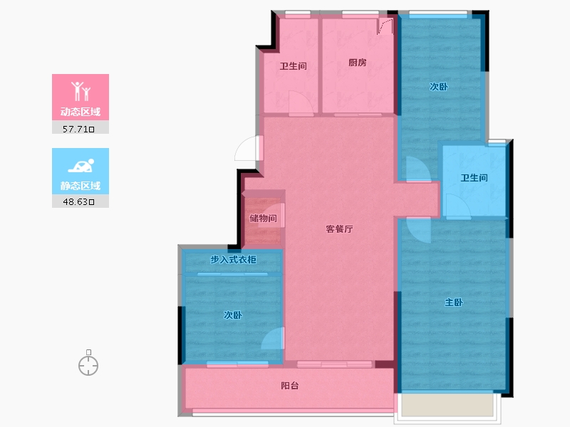 浙江省-宁波市-旭阳郡-95.00-户型库-动静分区