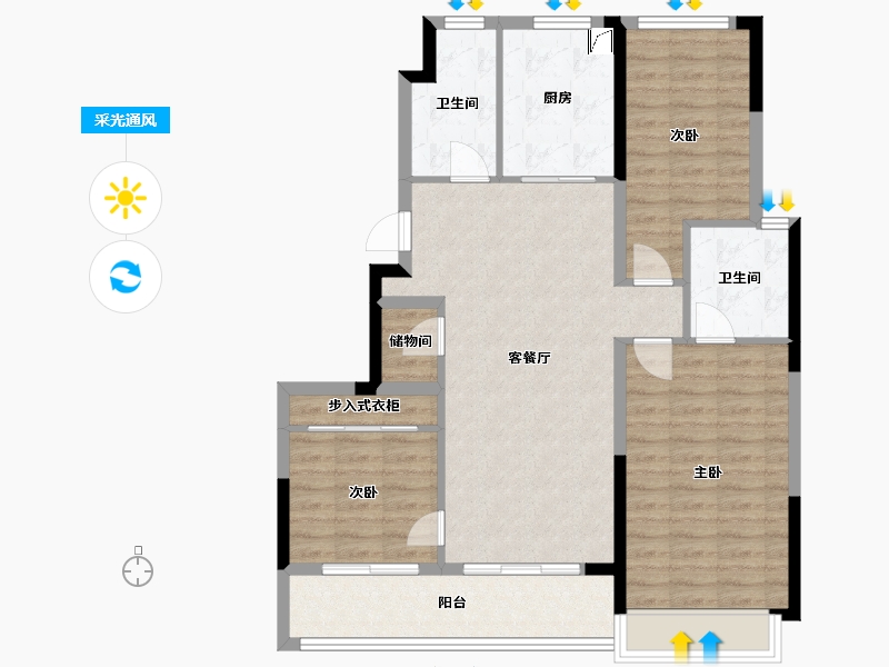 浙江省-宁波市-旭阳郡-95.00-户型库-采光通风