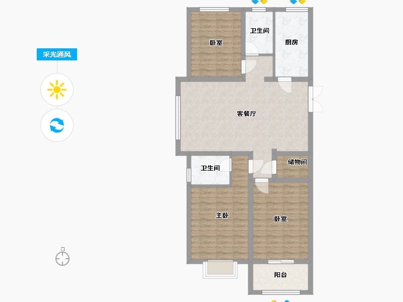 河南省-安阳市-松涛名城-99.00-户型库-采光通风