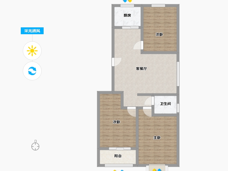 河北省-邢台市-隆尧县魏庄鑫城小区-90.00-户型库-采光通风