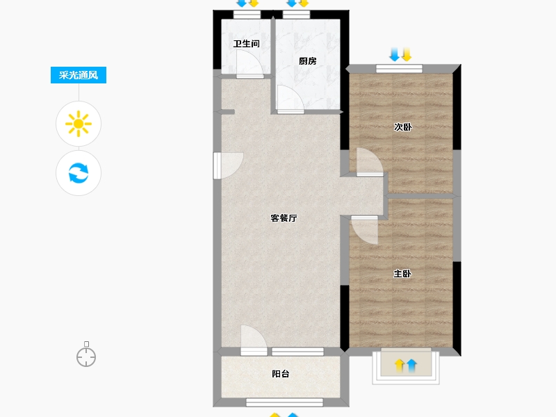 河北省-唐山市-金山壹号(三期)-70.00-户型库-采光通风