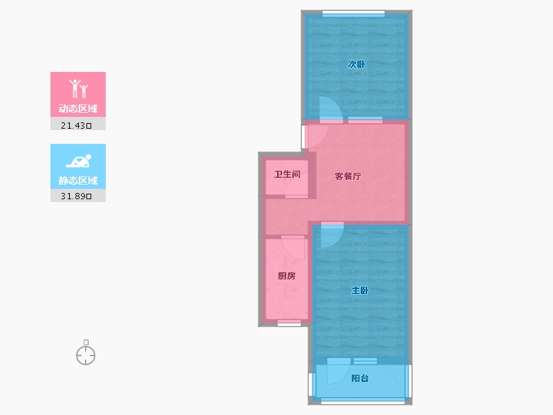 北京-北京市-甘露园南里-46.00-户型库-动静分区