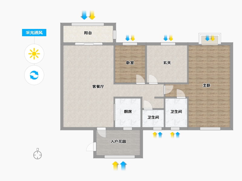 云南省-红河哈尼族彝族自治州-海鸿苑-120.00-户型库-采光通风