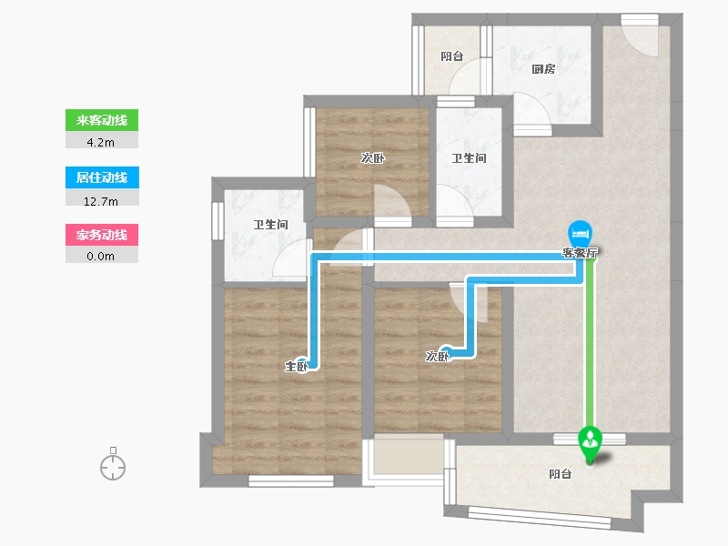 重庆-重庆市-腾龙居公园华府-74.94-户型库-动静线