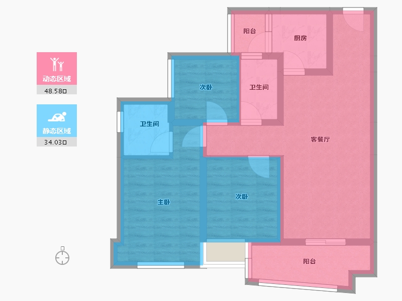 重庆-重庆市-腾龙居公园华府-74.94-户型库-动静分区