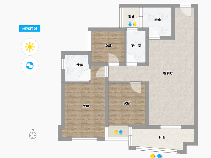 重庆-重庆市-腾龙居公园华府-74.94-户型库-采光通风