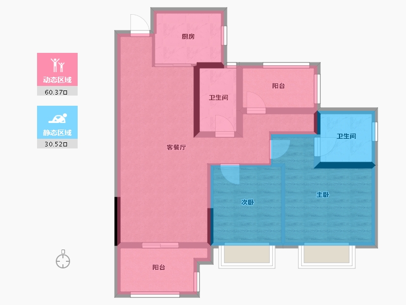 四川省-宜宾市-金域华庭-80.00-户型库-动静分区