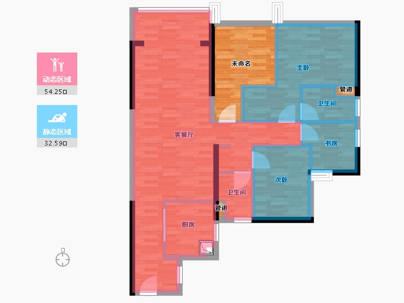 广东省-江门市-恩平香江翡翠湾-87.21-户型库-动静分区