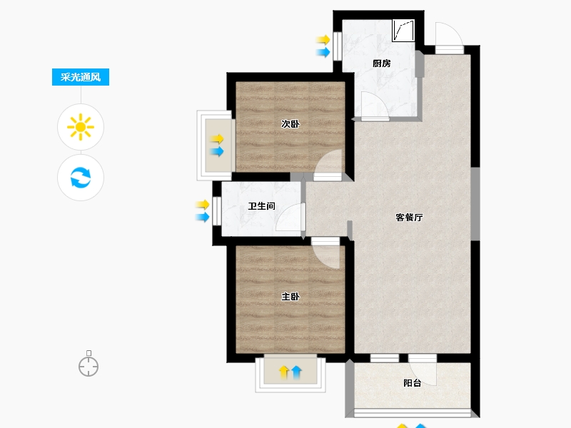 河北省-廊坊市-港中旅二期南区-62.00-户型库-采光通风