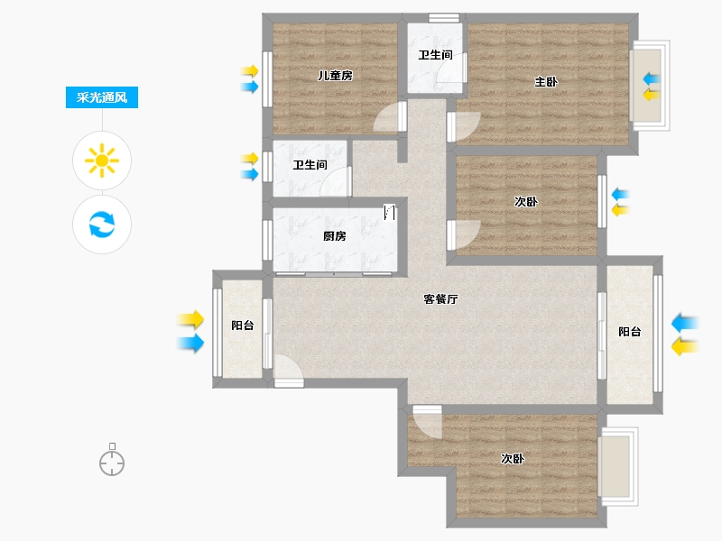 河南省-商丘市-凯旋府邸-125.00-户型库-采光通风