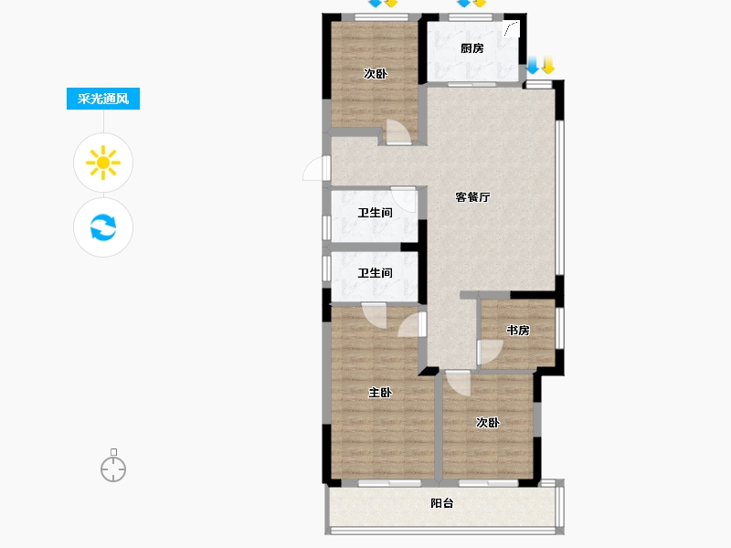 浙江省-金华市-壹号院-106.00-户型库-采光通风