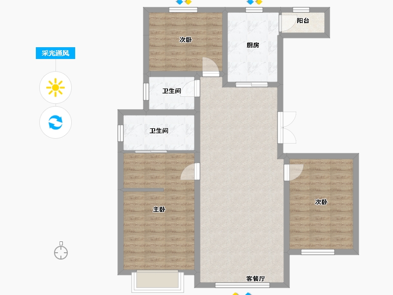 内蒙古自治区-鄂尔多斯市-亿城学府华庭-120.00-户型库-采光通风