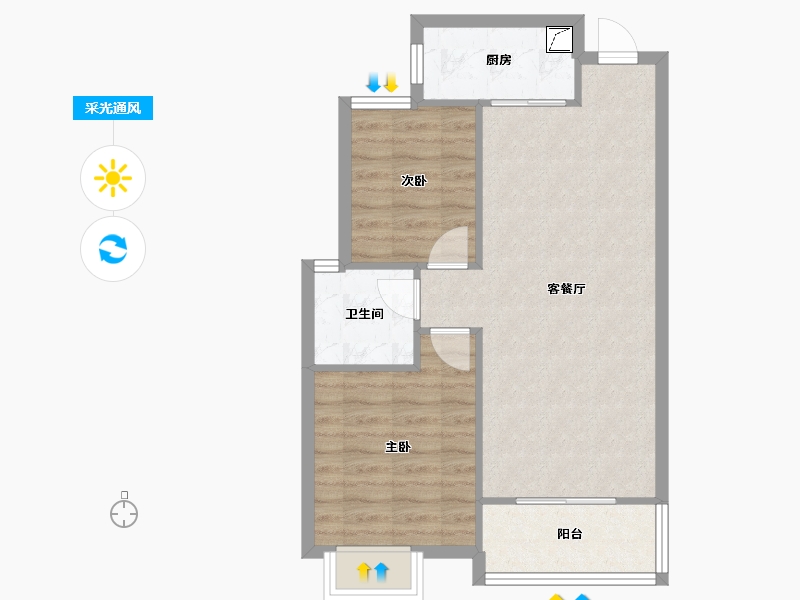 湖北省-武汉市-汉阳印象-61.89-户型库-采光通风