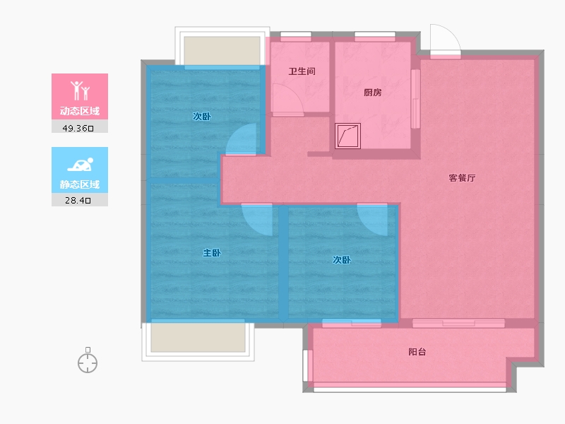 江苏省-扬州市-华侨城·万科·侨城里-70.00-户型库-动静分区