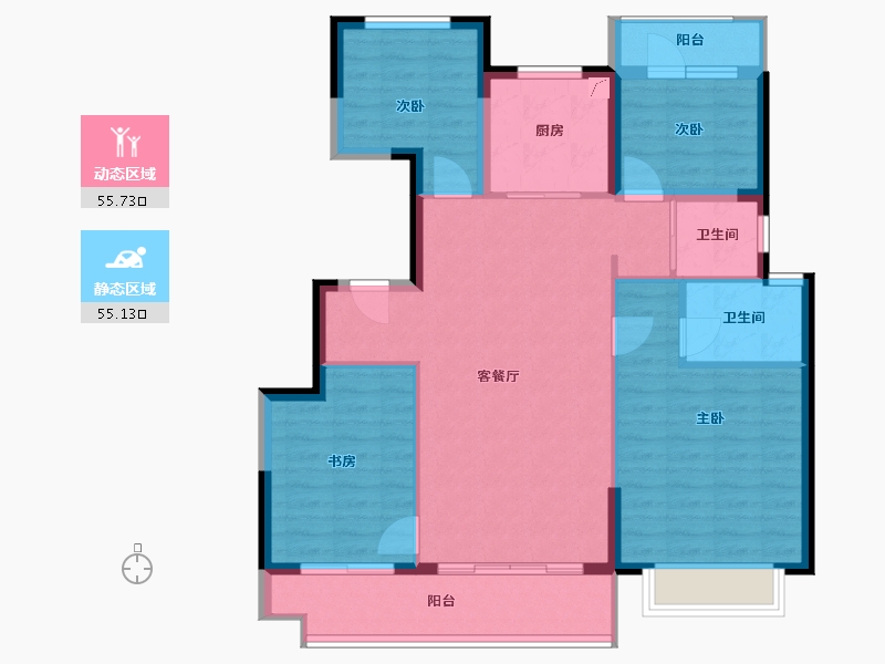 浙江省-宁波市-碧桂园御江东郡-100.00-户型库-动静分区