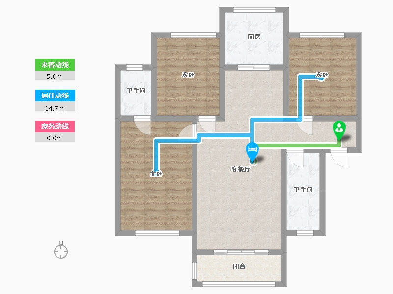 陕西省-宝鸡市-轩苑·悦华府-126.00-户型库-动静线