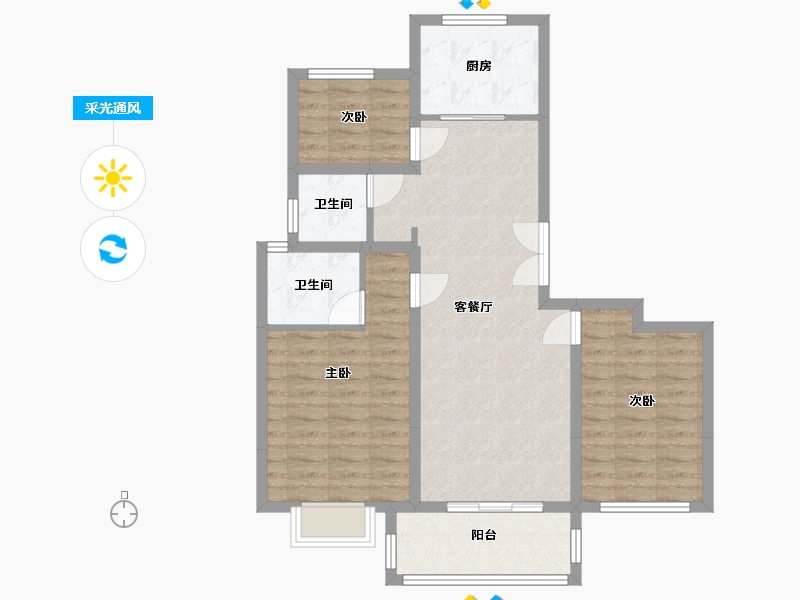 安徽省-宿州市-金桂苑-85.00-户型库-采光通风